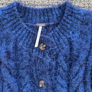Free People Blue Textured Cardigan